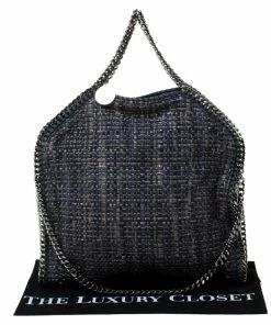 Deals ❤️ Stella McCartney Blue Boucle Fabric Small Falabella Tote For 👩 Women 😀 -Stella McCartney Shop luxury women stella mccartney used handbags p212023 002