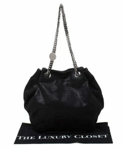 Flash Sale 🔔 Stella McCartney Black Faux Leather Bucket Bag For 👩 Women ✔️ -Stella McCartney Shop luxury women stella mccartney used handbags p216636 007