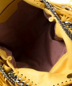 Buy 💯 Stella McCartney Yellow Faux Leather Mini Falabella Fringe Tote For 👩 Women 😍 -Stella McCartney Shop luxury women stella mccartney used handbags p217670 003