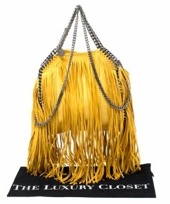 Buy 💯 Stella McCartney Yellow Faux Leather Mini Falabella Fringe Tote For 👩 Women 😍 -Stella McCartney Shop luxury women stella mccartney used handbags p217670 004