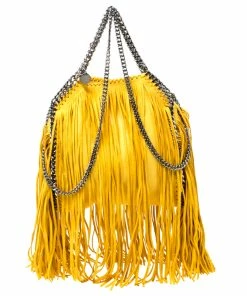 Buy 💯 Stella McCartney Yellow Faux Leather Mini Falabella Fringe Tote For 👩 Women 😍