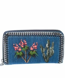 Cheapest 👍 Stella McCartney Blue Denim Falabella Zip Around Wallet For 👩 Women 🛒