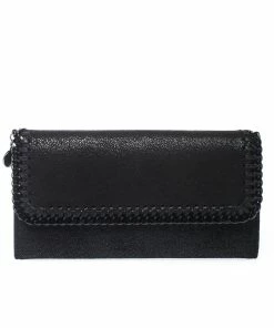 Promo 🥰 Stella McCartney Black Faux Leather Falabella Continental Wallet For 👩 Women 👏