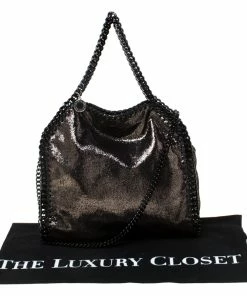 Best reviews of 🌟 Stella McCartney Metallic Black Faux Leather Falabella Crossbody Bag For 👩 Women 🎉 -Stella McCartney Shop luxury women stella mccartney used handbags p223474 008