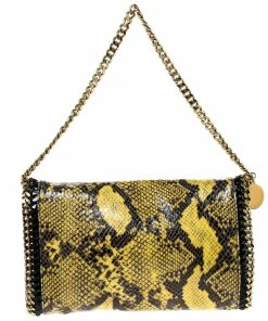 Wholesale 🎉 Stella McCartney Yellow/Black Python Faux Leather Falabella Flap Shoulder Bag For 👩 Women 🧨 -Stella McCartney Shop luxury women stella mccartney used handbags p227299 007