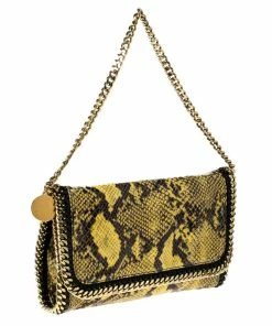 Wholesale 🎉 Stella McCartney Yellow/Black Python Faux Leather Falabella Flap Shoulder Bag For 👩 Women 🧨 -Stella McCartney Shop luxury women stella mccartney used handbags p227299 008