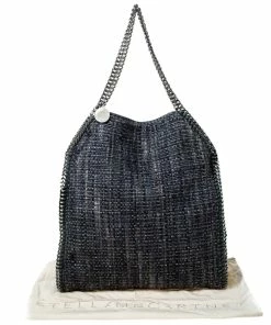 Wholesale 🔔 Stella McCartney Blue/Grey Tweed Falabella Fold Over Tote For 👩 Women ⌛ -Stella McCartney Shop luxury women stella mccartney used handbags p227332 007