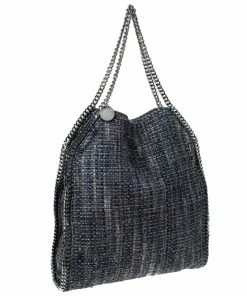 Wholesale 🔔 Stella McCartney Blue/Grey Tweed Falabella Fold Over Tote For 👩 Women ⌛ -Stella McCartney Shop luxury women stella mccartney used handbags p227332 010