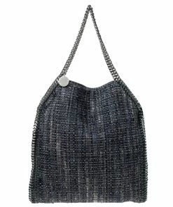 Wholesale 🔔 Stella McCartney Blue/Grey Tweed Falabella Fold Over Tote For 👩 Women ⌛