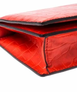 Promo 🎁 Stella McCartney Orange Embossed Crocodile Leather Clutch For 👩 Women 😉 -Stella McCartney Shop luxury women stella mccartney used handbags p230315 003