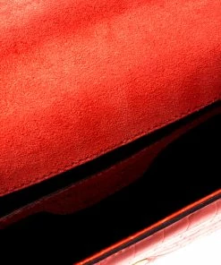 Promo 🎁 Stella McCartney Orange Embossed Crocodile Leather Clutch For 👩 Women 😉 -Stella McCartney Shop luxury women stella mccartney used handbags p230315 005