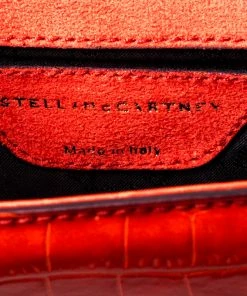 Promo 🎁 Stella McCartney Orange Embossed Crocodile Leather Clutch For 👩 Women 😉 -Stella McCartney Shop luxury women stella mccartney used handbags p230315 006
