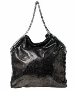 Best reviews of 🎉 Stella McCartney Metallic Black Faux Leather Large Falabella Tote For 👩 Women 🎉 -Stella McCartney Shop luxury women stella mccartney used handbags p230384 003