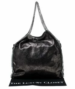 Best reviews of 🎉 Stella McCartney Metallic Black Faux Leather Large Falabella Tote For 👩 Women 🎉 -Stella McCartney Shop luxury women stella mccartney used handbags p230384 009