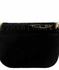 Flash Sale ❤️ Stella McCartney Black Velvet Volcano Embroidered Mini Falabella Shoulder Bag For 👩 Women 😍 -Stella McCartney Shop luxury women stella mccartney used handbags p235954 002