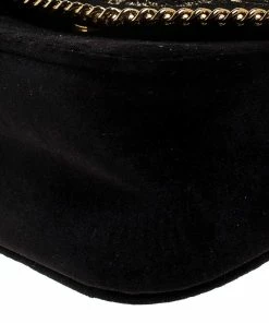 Flash Sale ❤️ Stella McCartney Black Velvet Volcano Embroidered Mini Falabella Shoulder Bag For 👩 Women 😍 -Stella McCartney Shop luxury women stella mccartney used handbags p235954 009