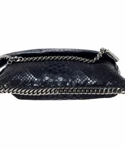 Top 10 🤩 Stella McCartney Black Python Faux Leather Falabella Flap Bag For 👩 Women ✨ -Stella McCartney Shop luxury women stella mccartney used handbags p237697 001