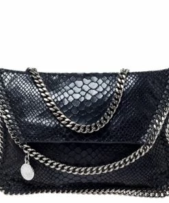 Top 10 🤩 Stella McCartney Black Python Faux Leather Falabella Flap Bag For 👩 Women ✨