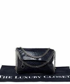 Top 10 🤩 Stella McCartney Black Python Faux Leather Falabella Flap Bag For 👩 Women ✨ -Stella McCartney Shop luxury women stella mccartney used handbags p237697 003