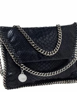 Top 10 🤩 Stella McCartney Black Python Faux Leather Falabella Flap Bag For 👩 Women ✨ -Stella McCartney Shop luxury women stella mccartney used handbags p237697 004