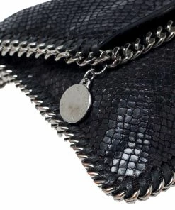 Top 10 🤩 Stella McCartney Black Python Faux Leather Falabella Flap Bag For 👩 Women ✨ -Stella McCartney Shop luxury women stella mccartney used handbags p237697 006