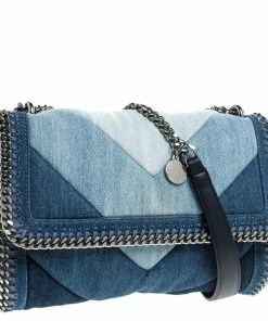 Flash Sale 🧨 Stella McCartney Blue Eco Denim Falabella Shoulder Bag For 👩 Women ⌛ -Stella McCartney Shop luxury women stella mccartney used handbags p238943 001