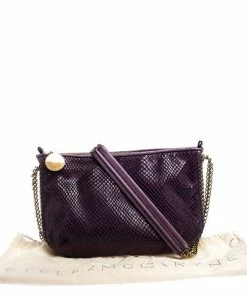 Outlet ⭐ Stella McCartney Purple Faux Python Leather Chain Shoulder Bag For 👩 Women ⭐ -Stella McCartney Shop luxury women stella mccartney used handbags p243148 002