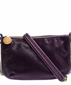Outlet โญ Stella McCartney Purple Faux Python Leather Chain Shoulder Bag For ๐ฉ Women โญ