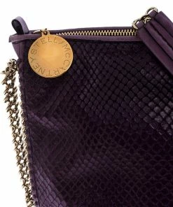 Outlet ⭐ Stella McCartney Purple Faux Python Leather Chain Shoulder Bag For 👩 Women ⭐ -Stella McCartney Shop luxury women stella mccartney used handbags p243148 004