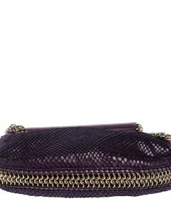 Outlet ⭐ Stella McCartney Purple Faux Python Leather Chain Shoulder Bag For 👩 Women ⭐ -Stella McCartney Shop luxury women stella mccartney used handbags p243148 007