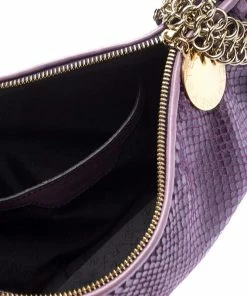 Outlet ⭐ Stella McCartney Purple Faux Python Leather Chain Shoulder Bag For 👩 Women ⭐ -Stella McCartney Shop luxury women stella mccartney used handbags p243148 010