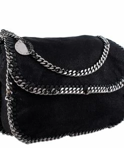 Outlet 🔥 Stella McCartney Black Faux Leather Falabella Shaggy Deer Shoulder Bag For 👩 Women 😉 -Stella McCartney Shop luxury women stella mccartney used handbags p245574 001