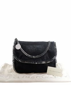 Outlet 🔥 Stella McCartney Black Faux Leather Falabella Shaggy Deer Shoulder Bag For 👩 Women 😉 -Stella McCartney Shop luxury women stella mccartney used handbags p245574 006