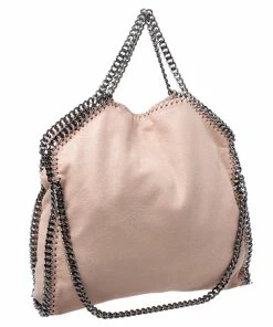 Hot Sale 😍 Stella McCartney Peach Faux Leather Small Falabella Tote For 👩 Women 🛒 -Stella McCartney Shop luxury women stella mccartney used handbags p247867 005