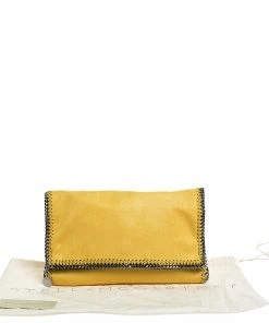 Buy ⌛ Stella McCartney Yellow Faux Leather Falabella Flap Clutch For 👩 Women 👏 -Stella McCartney Shop luxury women stella mccartney used handbags p250316 010