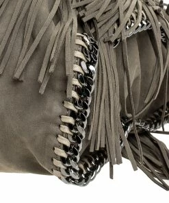 Wholesale 😀 Stella McCartney Grey Faux Suede Falabella Fringed Tote For 👩 Women ⌛ -Stella McCartney Shop luxury women stella mccartney used handbags p251352 005