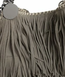Wholesale 😀 Stella McCartney Grey Faux Suede Falabella Fringed Tote For 👩 Women ⌛ -Stella McCartney Shop luxury women stella mccartney used handbags p251352 009