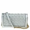 New 🎉 Stella McCartney Silver Holographic Woven Leather Flap Crossbody Bag For 👩 Women 🤩 -Stella McCartney Shop luxury women stella mccartney used handbags p251620 006
