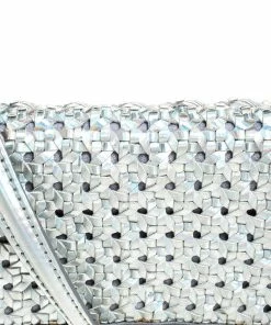 New 🎉 Stella McCartney Silver Holographic Woven Leather Flap Crossbody Bag For 👩 Women 🤩 -Stella McCartney Shop luxury women stella mccartney used handbags p251620 010