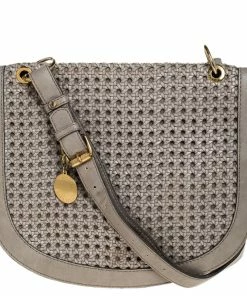 Discount 👏 Stella McCartney Grey Woven Leather Alexa Flap Shoulder Bag For 👩 Women 🧨