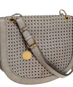 Discount 👏 Stella McCartney Grey Woven Leather Alexa Flap Shoulder Bag For 👩 Women 🧨 -Stella McCartney Shop luxury women stella mccartney used handbags p252416 002