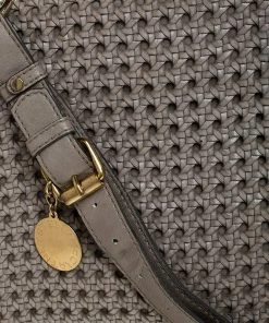 Discount 👏 Stella McCartney Grey Woven Leather Alexa Flap Shoulder Bag For 👩 Women 🧨 -Stella McCartney Shop luxury women stella mccartney used handbags p252416 006