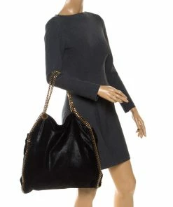 Deals ⭐ Stella McCartney Black Faux Leather Large Falabella Tote For 👩 Women 🥰 -Stella McCartney Shop luxury women stella mccartney used handbags p253271 013