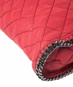 Best deal ❤️ Stella McCartney Red Quilted Faux Leather Small Falabella Tote For 👩 Women 😍 -Stella McCartney Shop luxury women stella mccartney used handbags p253635 001
