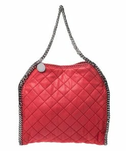 Best deal ❤️ Stella McCartney Red Quilted Faux Leather Small Falabella Tote For 👩 Women 😍