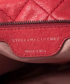 Best deal ❤️ Stella McCartney Red Quilted Faux Leather Small Falabella Tote For 👩 Women 😍 -Stella McCartney Shop luxury women stella mccartney used handbags p253635 008