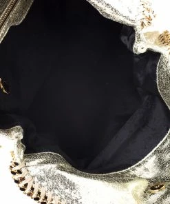 Deals 🛒 Stella McCartney Metallic Light Yellow Faux Crackle Leather Falabella Tote For 👩 Women 👍 -Stella McCartney Shop luxury women stella mccartney used handbags p253910 007