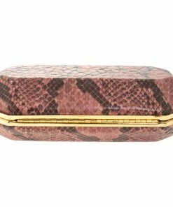 Cheap 😀 Stella McCartney Pink/Black Faux Python Leather Lucia Clutch For 👩 Women 🤩 -Stella McCartney Shop luxury women stella mccartney used handbags p259015 004