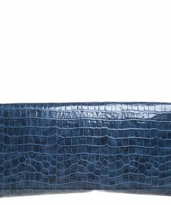 Cheapest 👍 Stella McCartney Blue Faux Croc Leather Oversized Flap Clutch For 👩 Women ✔️