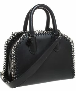 Cheap 🔔 Stella McCartney Black Faux Leather Falabella Box Top Handle Bag For 👩 Women 🔥 -Stella McCartney Shop luxury women stella mccartney used handbags p260432 007